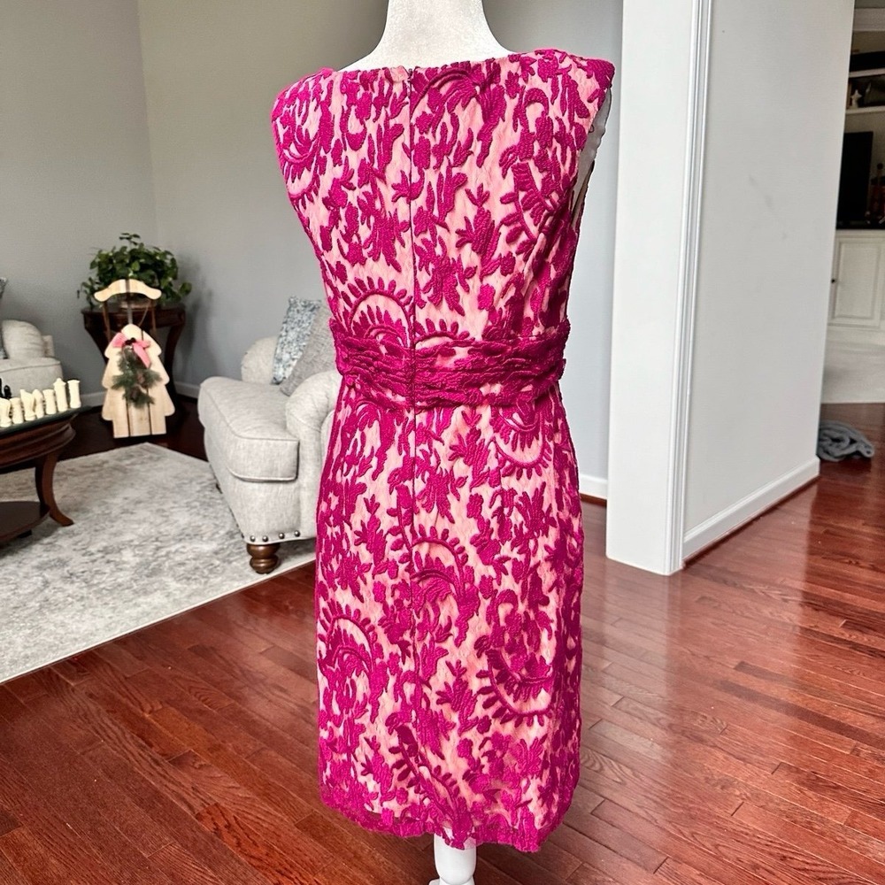Adrianna Papell Feminine Purple Beige Simple Elegant Pencil Cocktail Dress - Picture 2 of 9